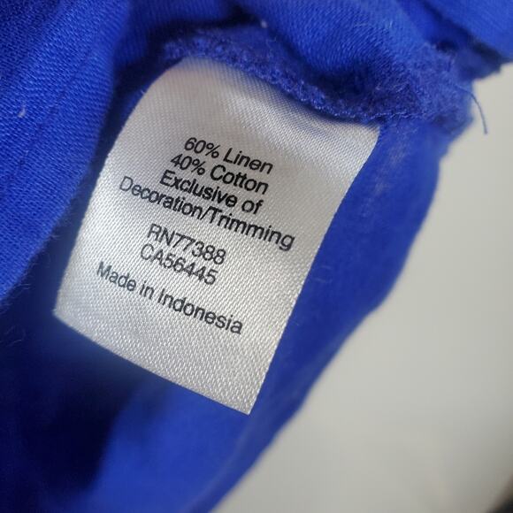 J Crew linen and Cotton blend decorative blue tank top Size 2 - Picture 4 of 6